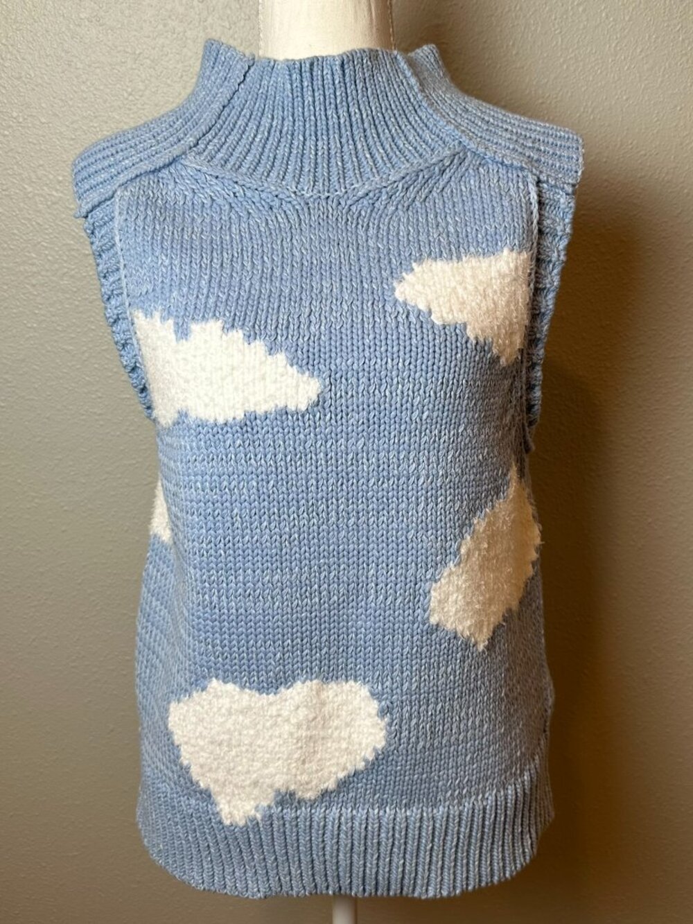 Anthropologie Pilcro Cloud Sweater Vest Mock Neck Pastel Cottagecore Blue Small